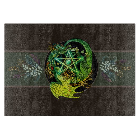 Planche À Découper Béni Soit Art Nouveau Pentacle Dragon (Devant)