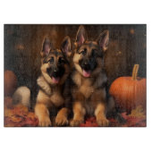 Planche À Découper Berger Allemand Chiot Citrouille d'automne (Devant)