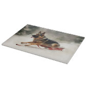 Planche À Découper Berger allemand neige de Noël hiver (Coin)