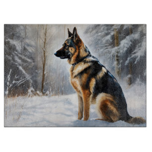Planche À Découper Berger Allemand Qu'il neige Noël