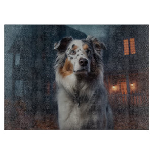 Planche À Découper Berger Australien Halloween Épouvantable