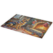 Planche À Découper Berger belge cheminée avec lumières de Noël (Coin)