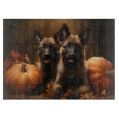 Planche À Découper Berger belge Chiot Automne Citrouille de plaisir (Devant)