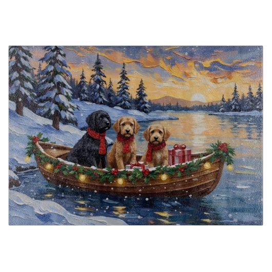 Planche À Découper Bernedoodle Christmas Boat Holiday (Devant)