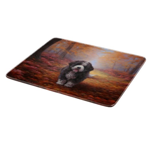 Planche À Découper Bernedoodle en automne Leaves automne Inspire (Coin)