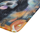Planche À Découper Bernedoodle Halloween avec citrouilles effrayant (Coin)
