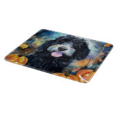 Planche À Découper Bernedoodle Halloween avec citrouilles effrayant (Coin)