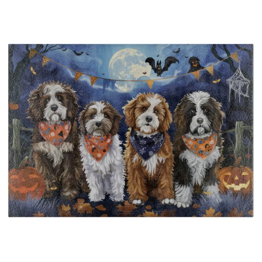 Planche À Découper Bernedoodle Halloween Éffrayant (Devant)
