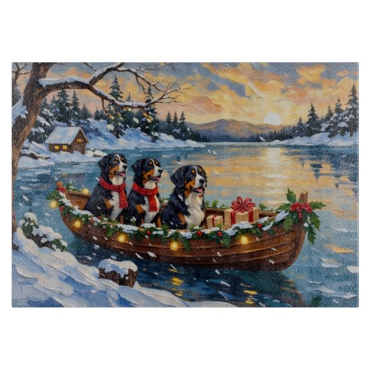 Planche À Découper Bernese Mountain Dog Christmas Boat Holiday (Devant)