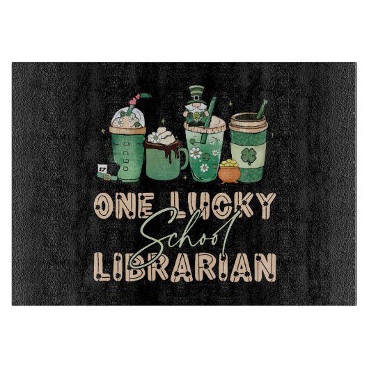 Planche À Découper Bibliothécaire chanceuse de St. Patrick Day (Devant)