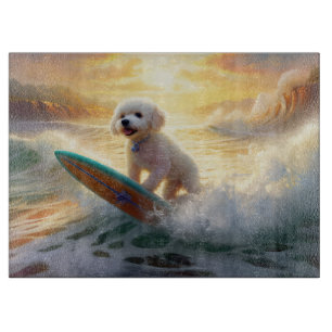 Planche À Découper Bichon Frise Beach Plage Surf Peinture