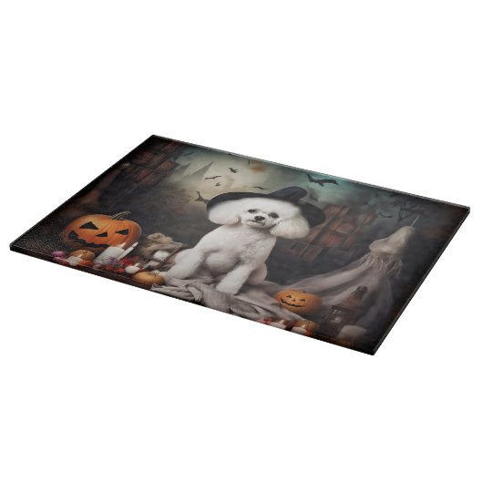 Planche À Découper Bichon Frise Citrouilles Halloween effrayant (Coin)