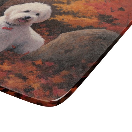 Planche À Découper Bichon Frise en automne Feuilles automne Inspire (Coin)