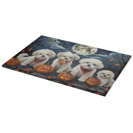 Planche À Découper Bichon Frise Halloween Éffrayant (Coin)
