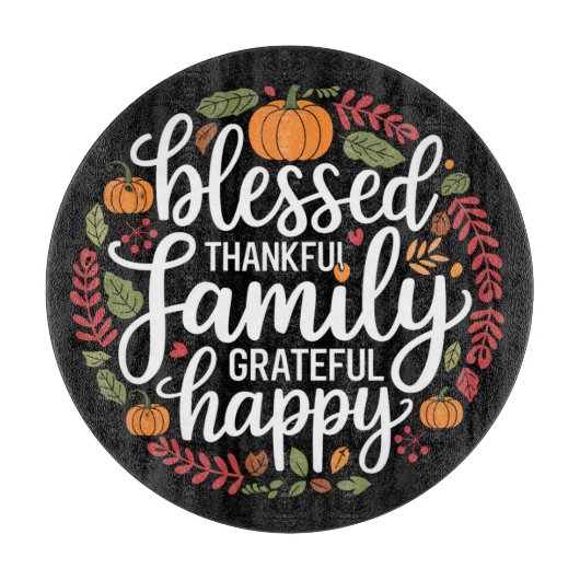 Planche À Découper Bienheureux Thanksgiving en famille (Devant)