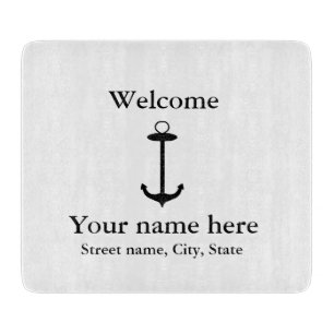 Planche À Découper Bienvenue ancre conception simple ajouter nom lieu