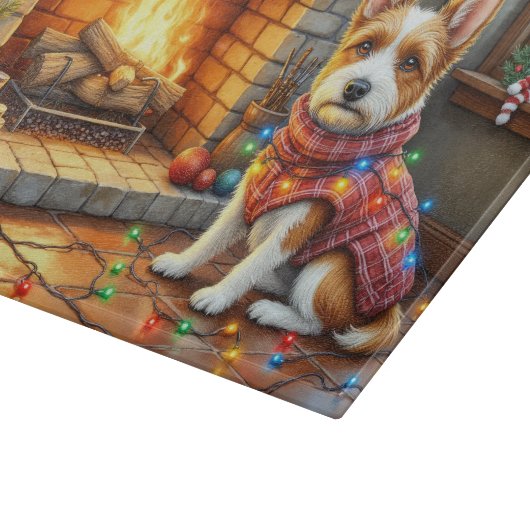 Planche À Découper Biewer Terrier Fireplace with Christmas Lights (Coin)