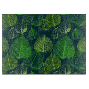 Planche À Découper Biophilisé Dark Green Skeleton Feuilles