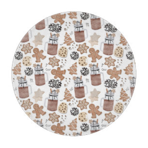 Planche À Découper Biscuits de Noël et Chocolat Chaud Fêtes de fin d'