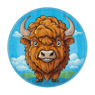 Planche À Découper Bison de dessin animé mignon