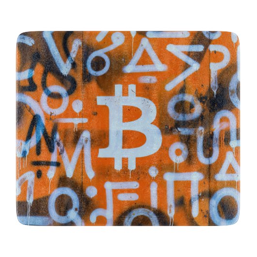 Planche À Découper "Bitcoin Graffiti" (Style #1) Art de rue (Devant)