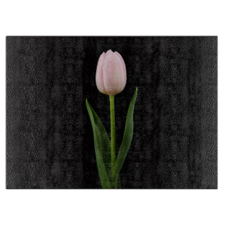 Planche À Découper Black 4 Luxe Glass board Blush Pink Tulip
