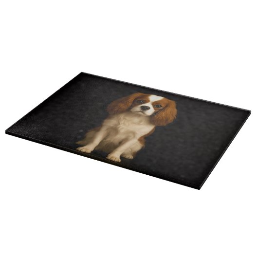 Planche À Découper Black 4 Luxe Glass board Cavalier Spaniel (Coin)