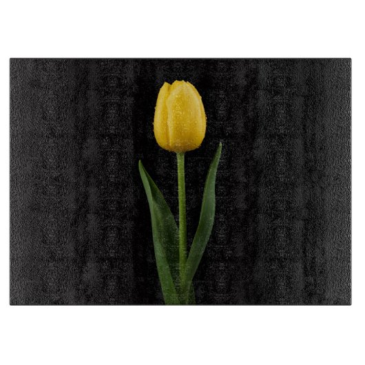 Planche À Découper Black 4 Luxe Glass board Golden Yellow Tulip (Devant)