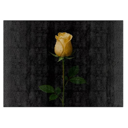 Planche À Découper Black 4 Luxe Glass board Sunlit Yellow Rose (Devant)