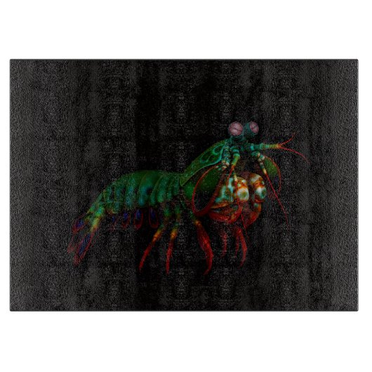 Planche À Découper Black 4 Luxe Glass cutting board Mantis Shrimp (Devant)