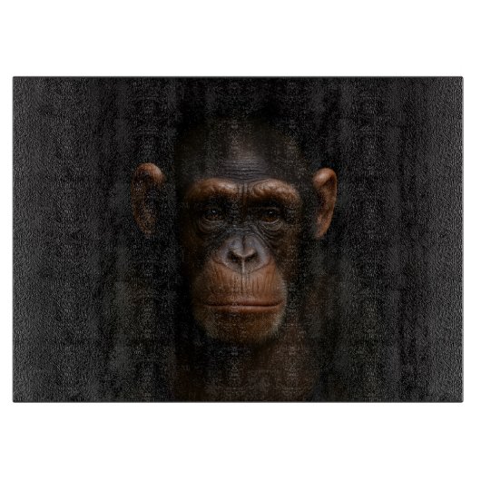 Planche À Découper Black 4 Luxe Glass cutting board Serene Chimpanzee (Devant)