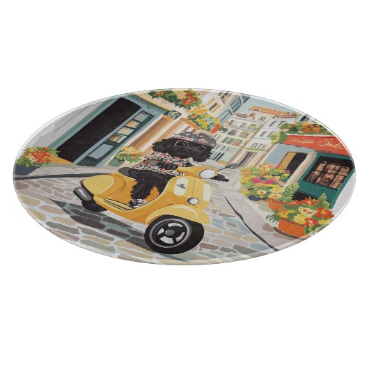 Planche À Découper Black Doodle Riding Scooter European City Streets (Coin)