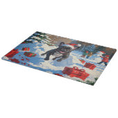 Planche À Découper Black French Bulldog Festive de Noël Scène de neig (Coin)