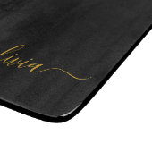 Planche À Découper Black Gold Modern Script Girl Monogramme Nom (Coin)