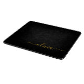 Planche À Découper Black Gold Modern Script Girl Monogramme Nom (Coin)