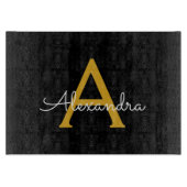 Planche À Découper Black Gold Modern Script Girl Monogramme Nom (Devant)
