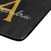 Planche À Découper Black Gold Modern Script Girl Monogramme Nom (Coin)