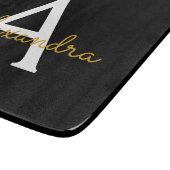 Planche À Découper Black Gold Modern Script Girl Monogramme Nom (Coin)