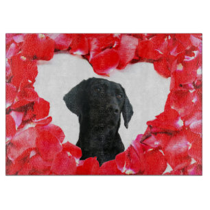 Planche À Découper Black Labrador Chien Rose Coeur Photo planche à dé