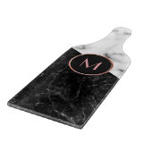 Planche À Découper Black & Marbre blanc  en pierre Rose or tendance  (Coin)