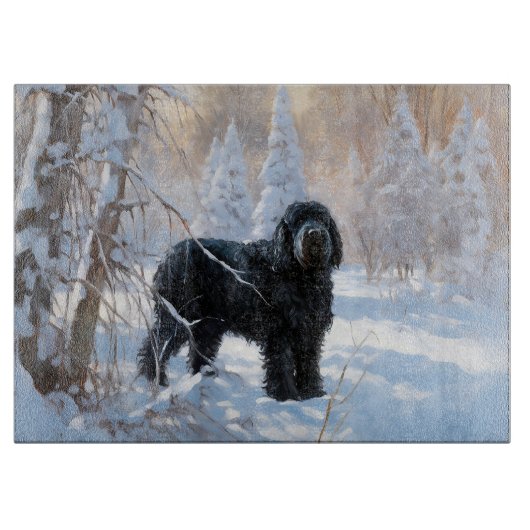 Planche À Découper Black Russian Terrier Laisser neiger Noël (Devant)