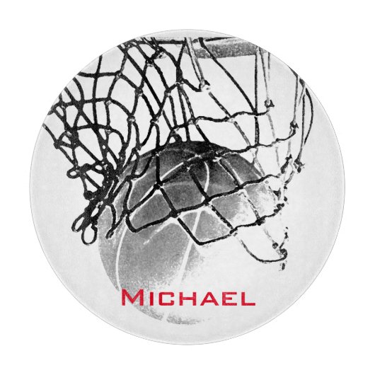 Planche À Découper Black & White Basketball Ajouter Votre Nom (Devant)