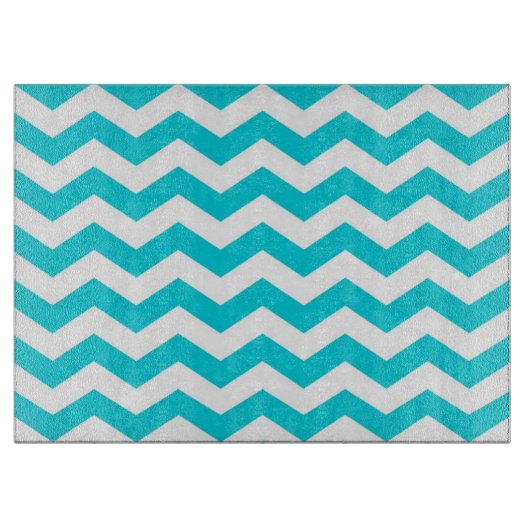 Planche À Découper Blanc et motif de zigzag d'Aqua (Devant)