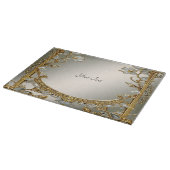 Planche à découper blanc orné or (Coin)