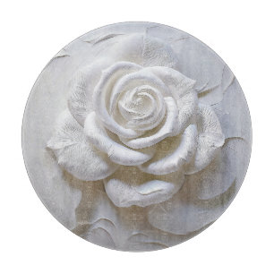 Planche À Découper Blanc sur Blanc - Rose Sculptée