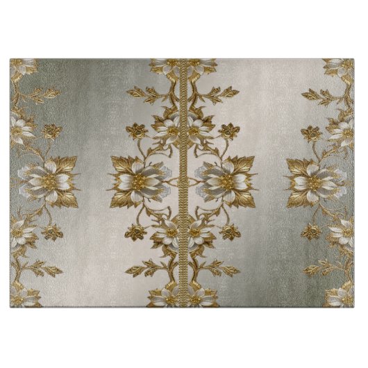 Planche À Découper Blancs Floral Gold Ornate Cutting Board (Devant)