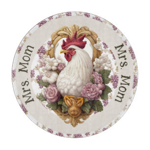 Planche À Découper Blason au Coq & Raisins en bordeaux,