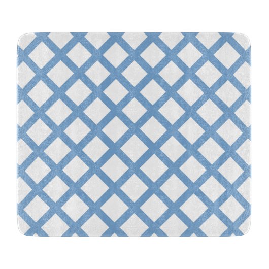 Planche À Découper Bleu Blanc Arlequin Diamond Motif (Devant)