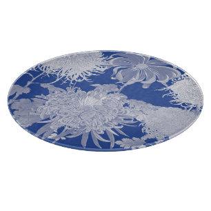 Planche À Découper Bleu Blanc Vintage Chinoiserie Motif Floral