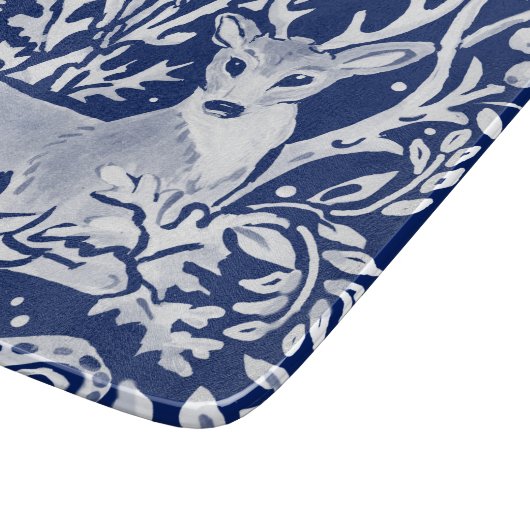 Planche À Découper Bleu Bleu Bleu Cerf Forêt Style Tapisserie (Coin)